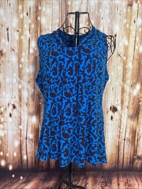 Chico's Royal Blue and Black Sleeveless Printed Cami